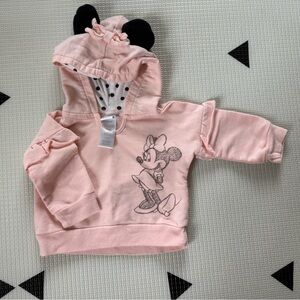 Disney Baby|Baby girl light pink hoodie sweater ft. Minnie Mouse ears,polka dot•